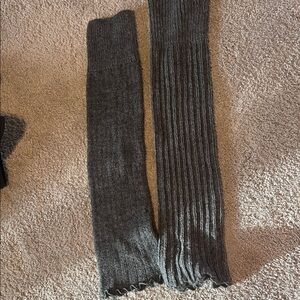 Gray Ribbed Knit Leg Warmers